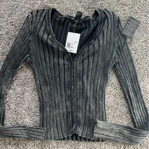 NWT Forever 21 Charcoal Ribbed Hoodie